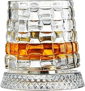 ウイスキーグラス - クリアなグラス 360度回転するベース付き - おしゃれなウィスキーグラス - 父 男性 夫 の 為 の 飲み会 クリスマス 誕生日 祝日 ギフト