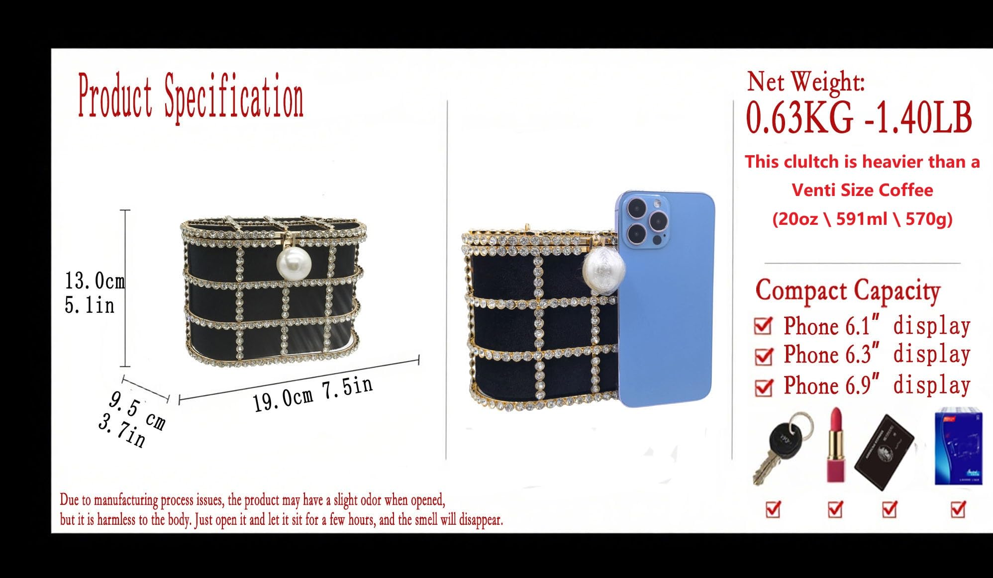 Boutique De FGG Borse a Spalla da Sera per Donna con Perle Totes Borse a Secchiello con Strass per Matrimoni Partito di Cristallo Pochette e Clutch, Piccolo