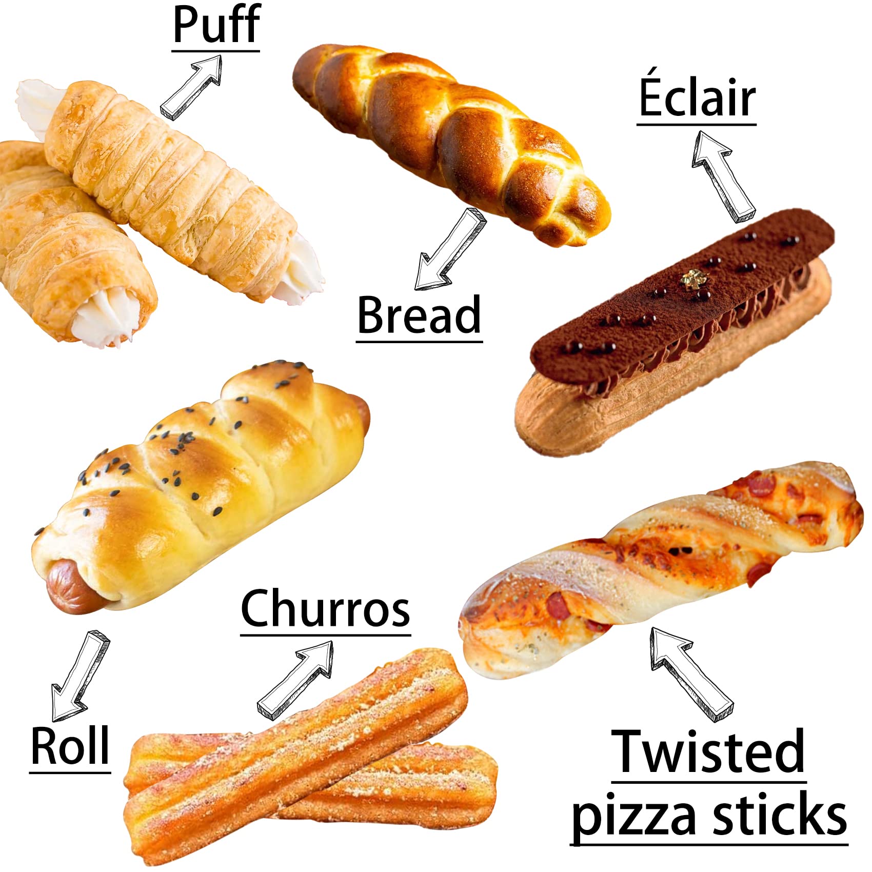 Bandeja Baguette 16 Pan Hot Dog Molde de silicona Mini bollo francés y pan para hornear antiadherente, molde reutilizable para sándwich Eclair, tamaño gigante 60 x 40 x 3,5 cm