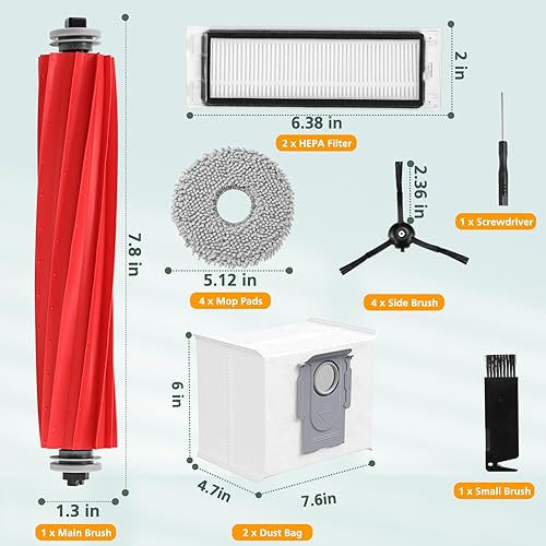 Miniatura 7 de Paquete de 15 piezas de repuesto para robot aspiradora Robo-rock Q Revo, kits de repuesto de accesorios Q Revo (1 cepillo rodante + 2 filtros HEPA +