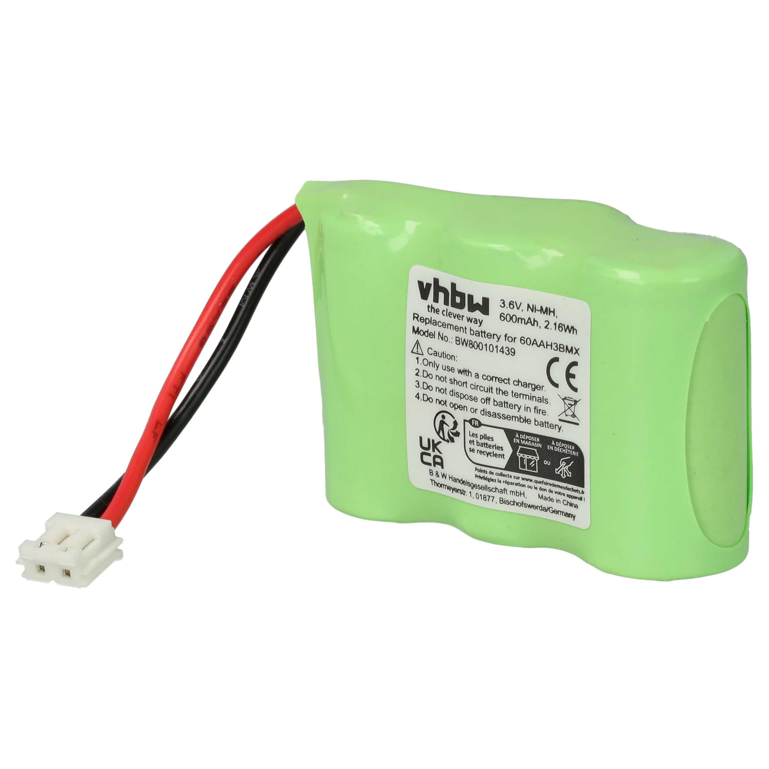 vhbw 1x Batterie Compatible avec Ascom Adesso téléphone Fixe sans Fil (600mAh, 3,6V, NiMH) - Remplacement pour 60AAH3BMX, HSC22, V30145-K1310-X147, C39453-Z5-C193