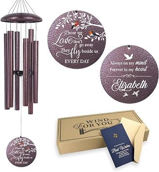 ASTARIN 36" Large Deep Tone Personalized Name Sympathy Wind Chimes, Cardinal Memorial Wind Chime for Loss of Mother Father Loved One, Bereavement Condolence Gifts Decor Outdoor