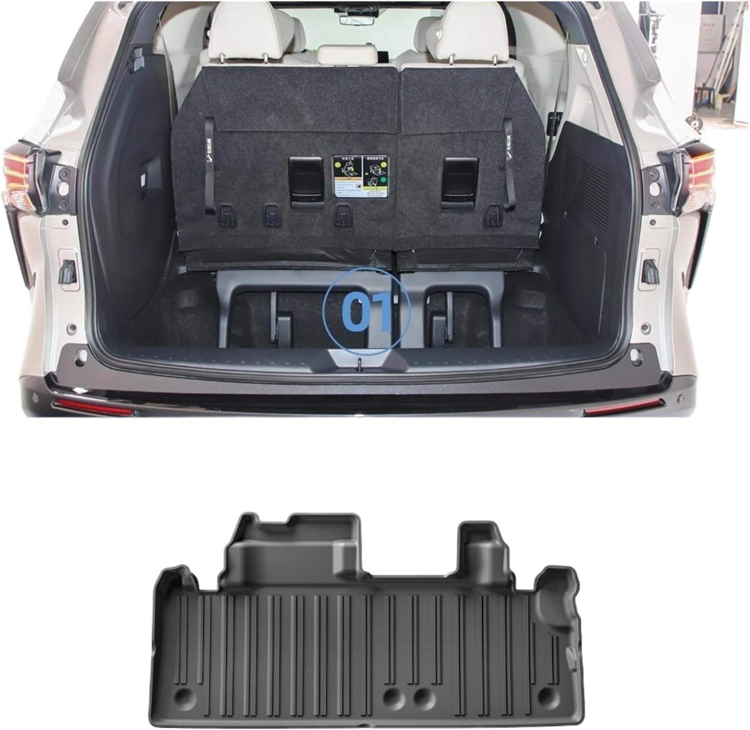 Car Floor Mats Cargo Liner Trunk Pad TPE 3D Foot Mat Black Left Rudder Compatible with Toyota Sienna (Only Compatible with 7 Compatible with Seat) 2021-2024(Sienna Floor mat 4P)