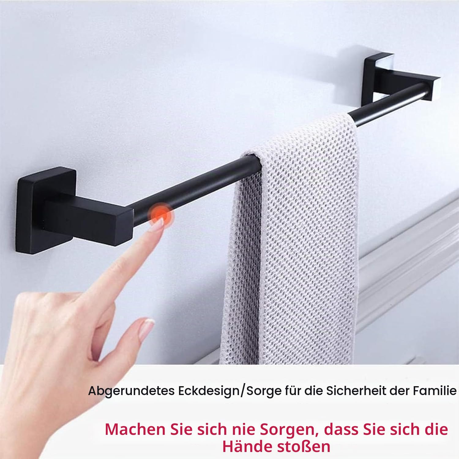 Handtuchhalter Schwarz, Handtuchstange Edelstahl, Wand Handtuchregal 100cm mit Bohren Wandmontage für Dusche Badezimmer