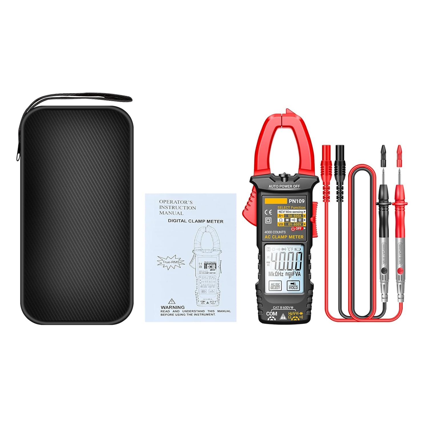 PN109 Ohmmeter Voltmeter Tester with Backlit 4000 Count Multimeter Battery Operated(NOT Include)