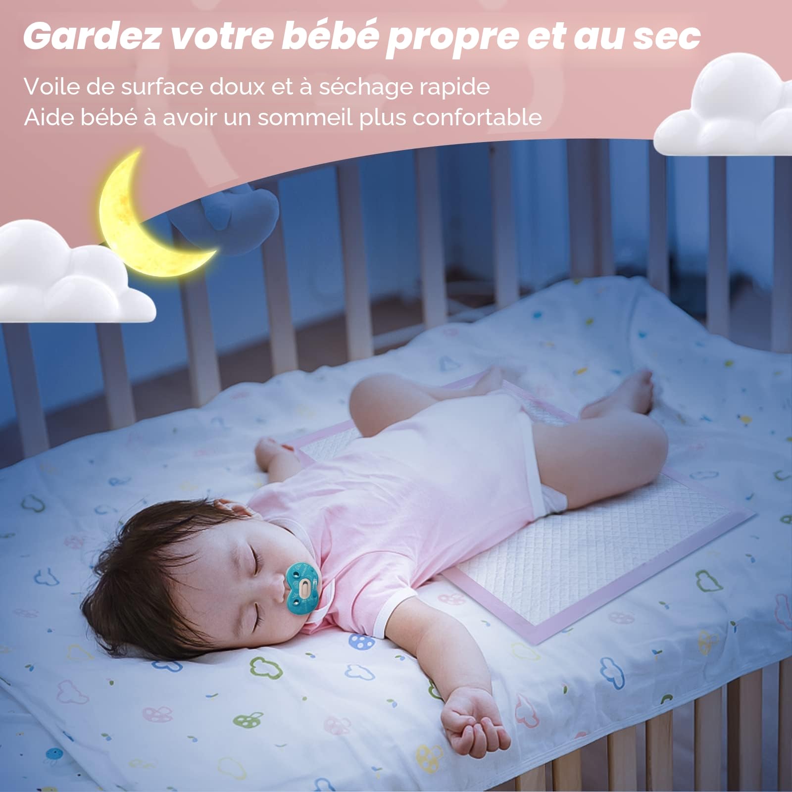 Lot de 100 Matelas à Langer Jetables pour Bébé Incontinence, Ultra Doux, Super Absorbant, 33 x 45,7 cm
