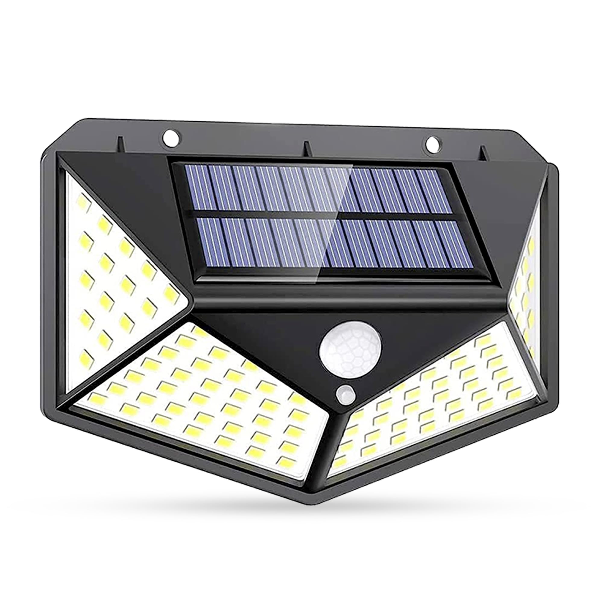 GLUN® Rechargable Light Outdoor 100 LEDs Solar Motion Sensor Light with Solar Panel and 3 Modes with IP65 Protection, Waterproof and Dustproof with Wide Angle Lighting Pack of 1