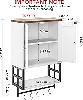 Vista 3 de Farmhouse Medicine Cabinet - 3-Tier Wall Mounted Storage Organizer with Adjustable Shelves, Towel Bar, 5 Hooksfor Small Bathroom, Laundry Room, Over