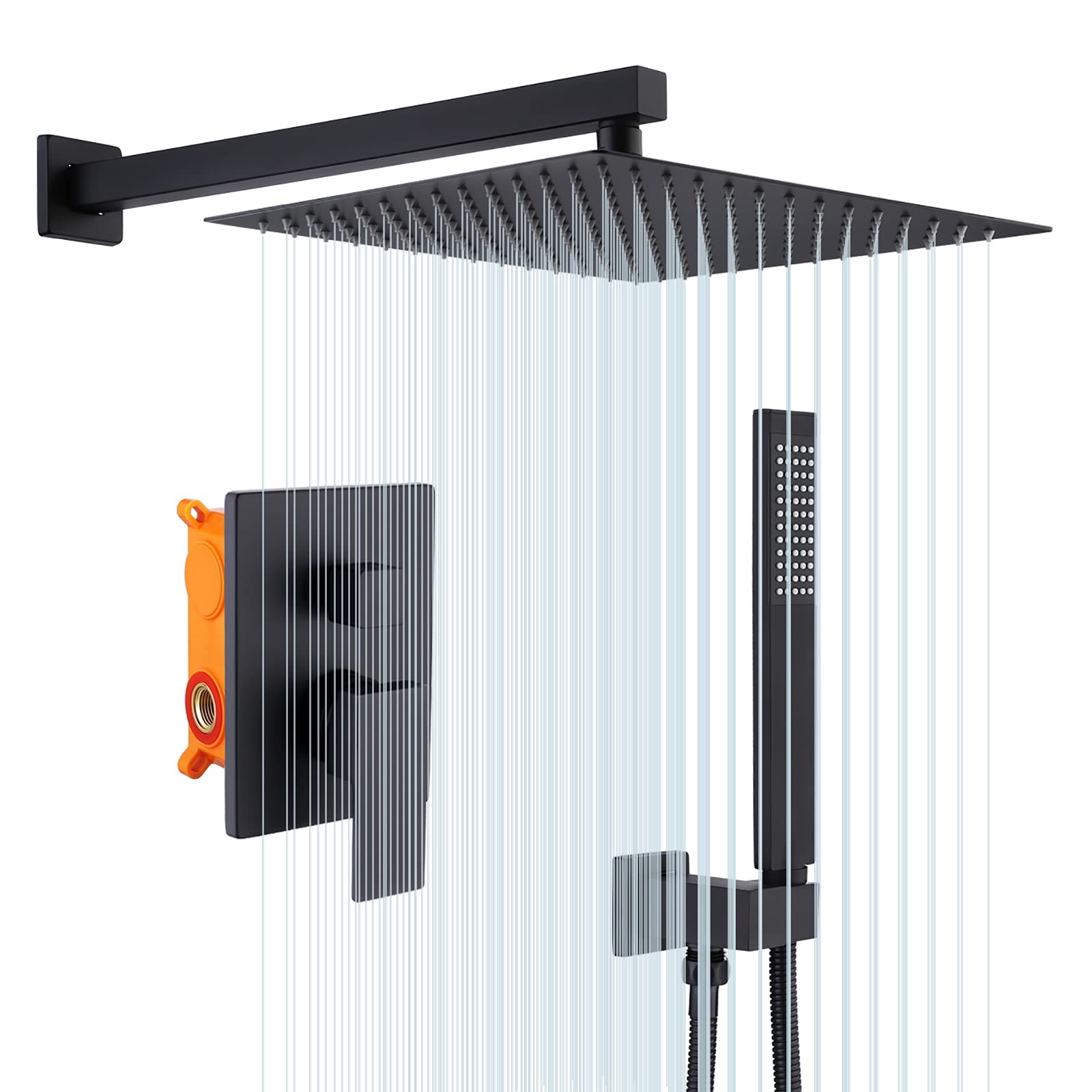 KES Black Shower Set 3Function Concealed Shower System for Bathroom