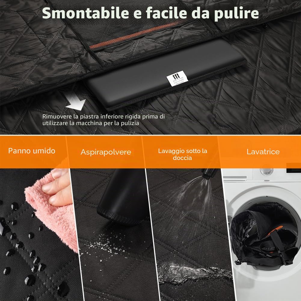 KYG Coprisedile per Cani Con Fondo Rigido, Estensore per Sedile Posteriore, Resistente, Antigraffio e Impermeabile, Telo per Auto e SUV Nero Arancione 132×62×40cm