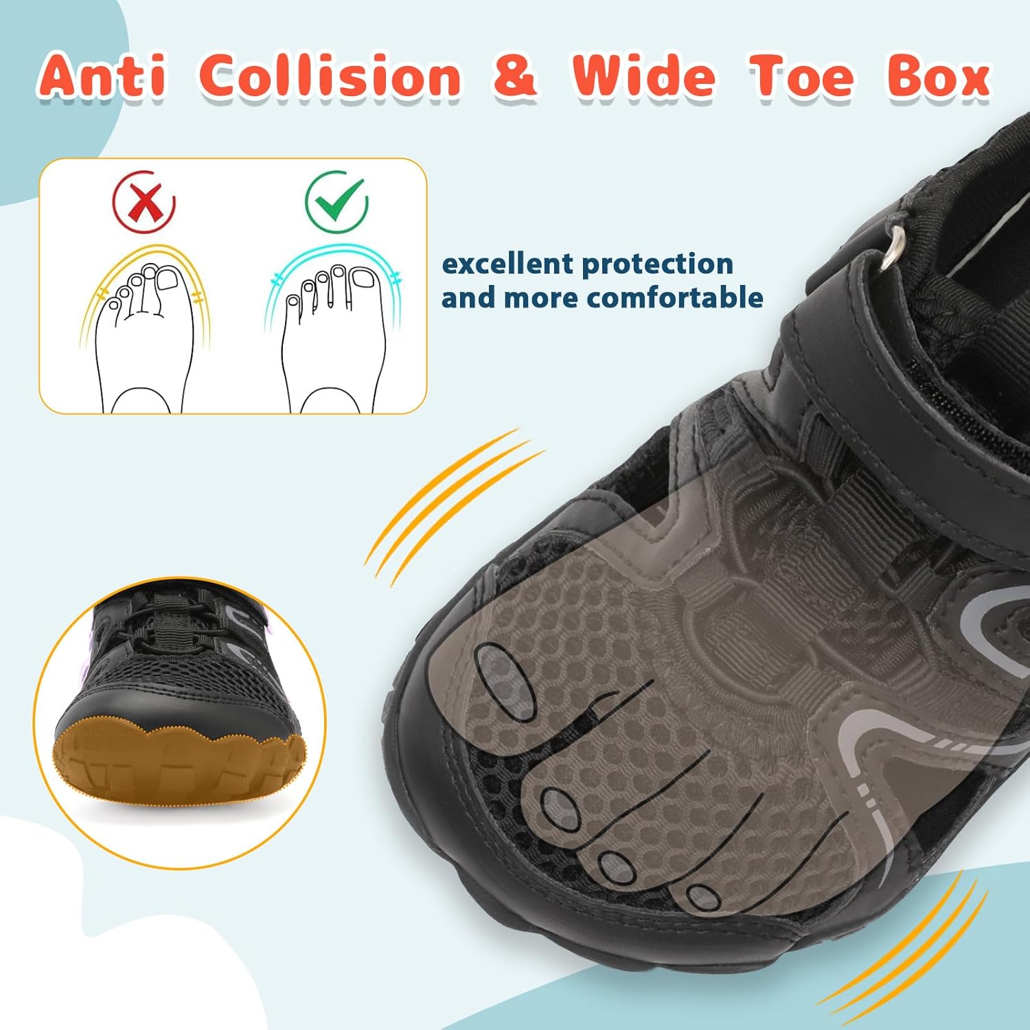 Leisfit Kids Sandals Boys Girls Wide Sandals Non-slip Toddler Water Sandal Shoes Lightweight Barefoot for Beach Swim Hiking - Image 4