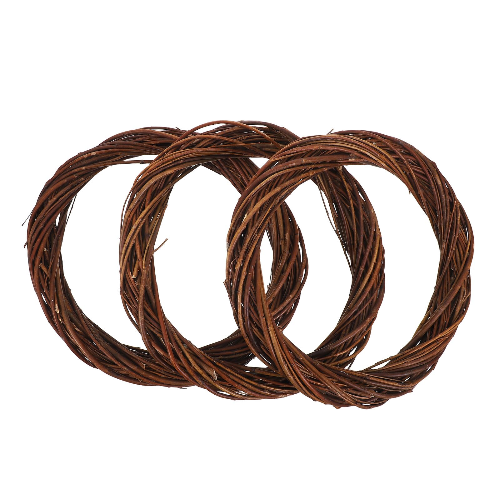 3 Stück Kleiner Weidenreben Rattan Kränze 30cm Rund Selbstgemacht Bastelkränze aus Natürlichem Rattan für Hochzeits und Partydekoration mit Langlebiger Verarbeitung