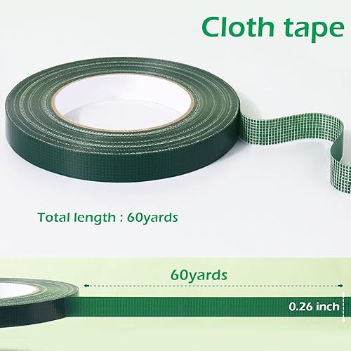 Vista 13 de GLAMFIELDS 3 rollos de cintas florales de 1/4 pulgadas de 60 yardas, cinta floral transparente, cinta floral blanca para envoltura de tallo de ramo