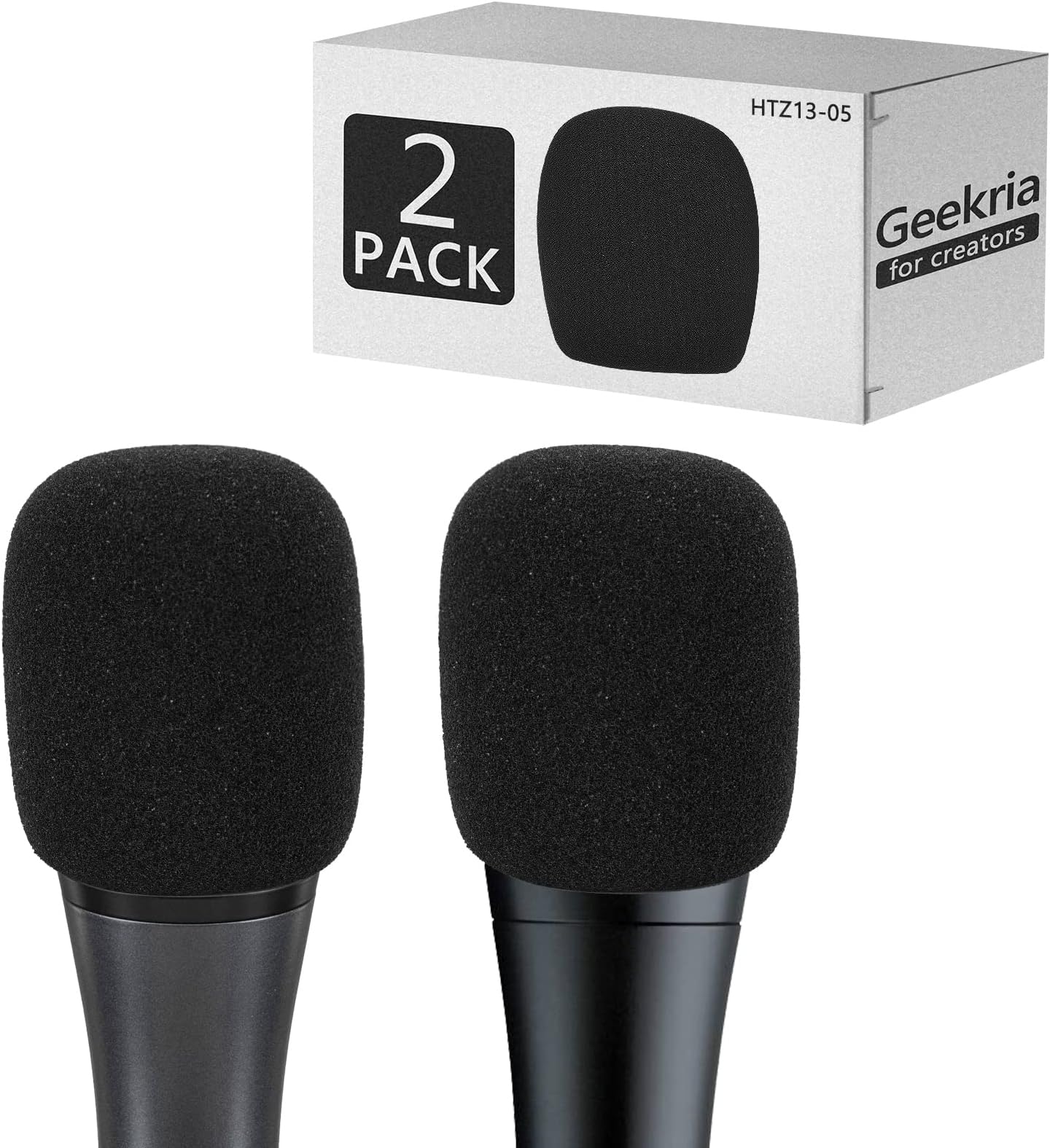 for Creators Foam Windscreen Compatible with Sennheiser E 935, E 945, E 835, E 845-S Microphone Antipop Windshield, Mic Wind Cover, Sponge Foam Filter (Black / 2 Pack)