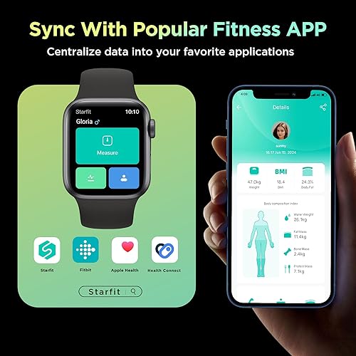 Miniatura 6 de RunStar Báscula inteligente para peso corporal y porcentaje de grasa elegible para FSA y HSA, báscula de baño digital de 8 electrodos con IMC, grasa