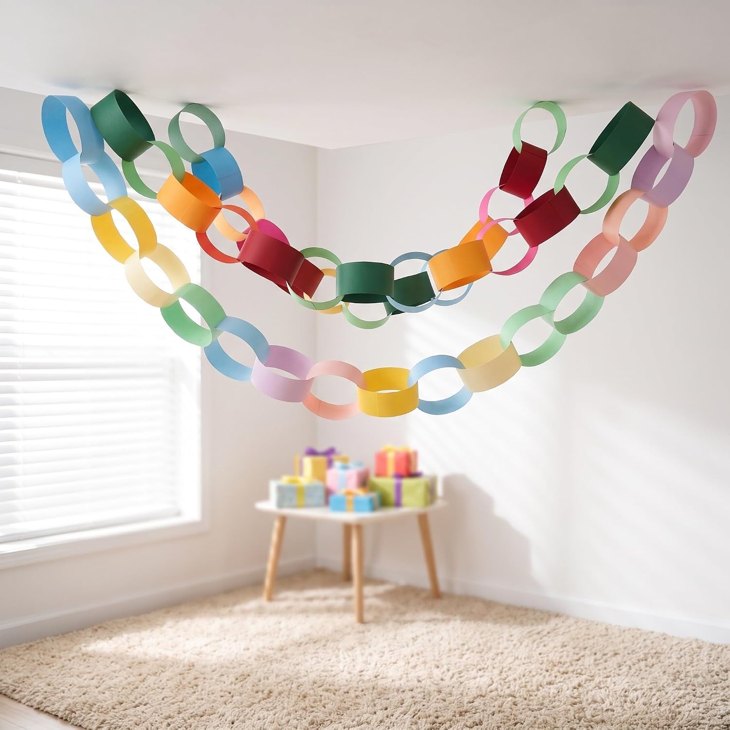 PATKAW 200pcs DIY Paper Chain Strips, Bright Construction Paper Chains