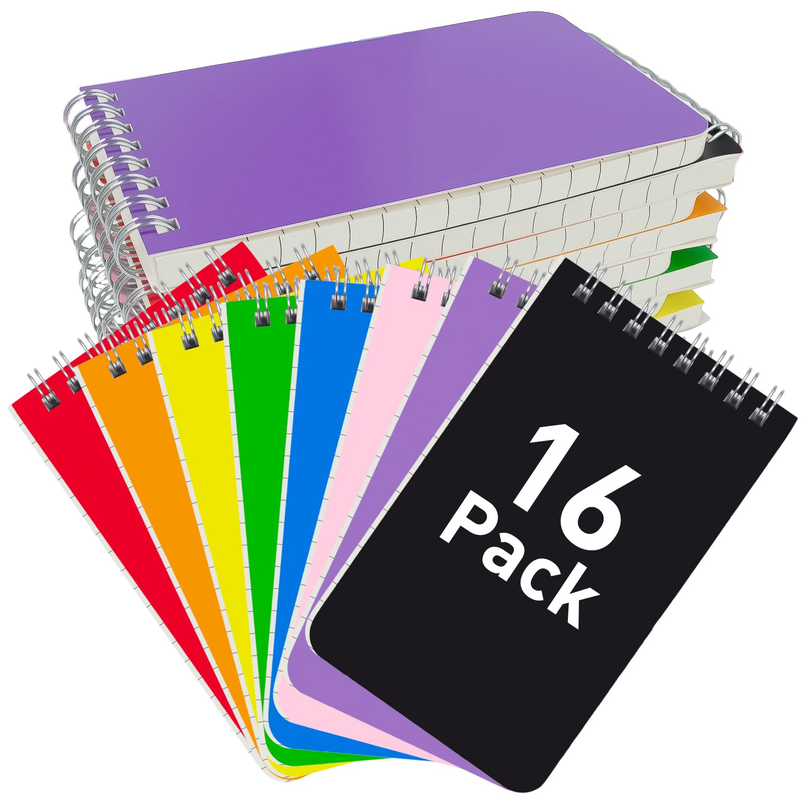 Confezione da 16 piccoli quaderni a spirale tascabili a spirale, 3 x 5 cm, 60 fogli a righe per università, rilegati a filo, per casa, scuola, università, ufficio, lavoro, viaggi