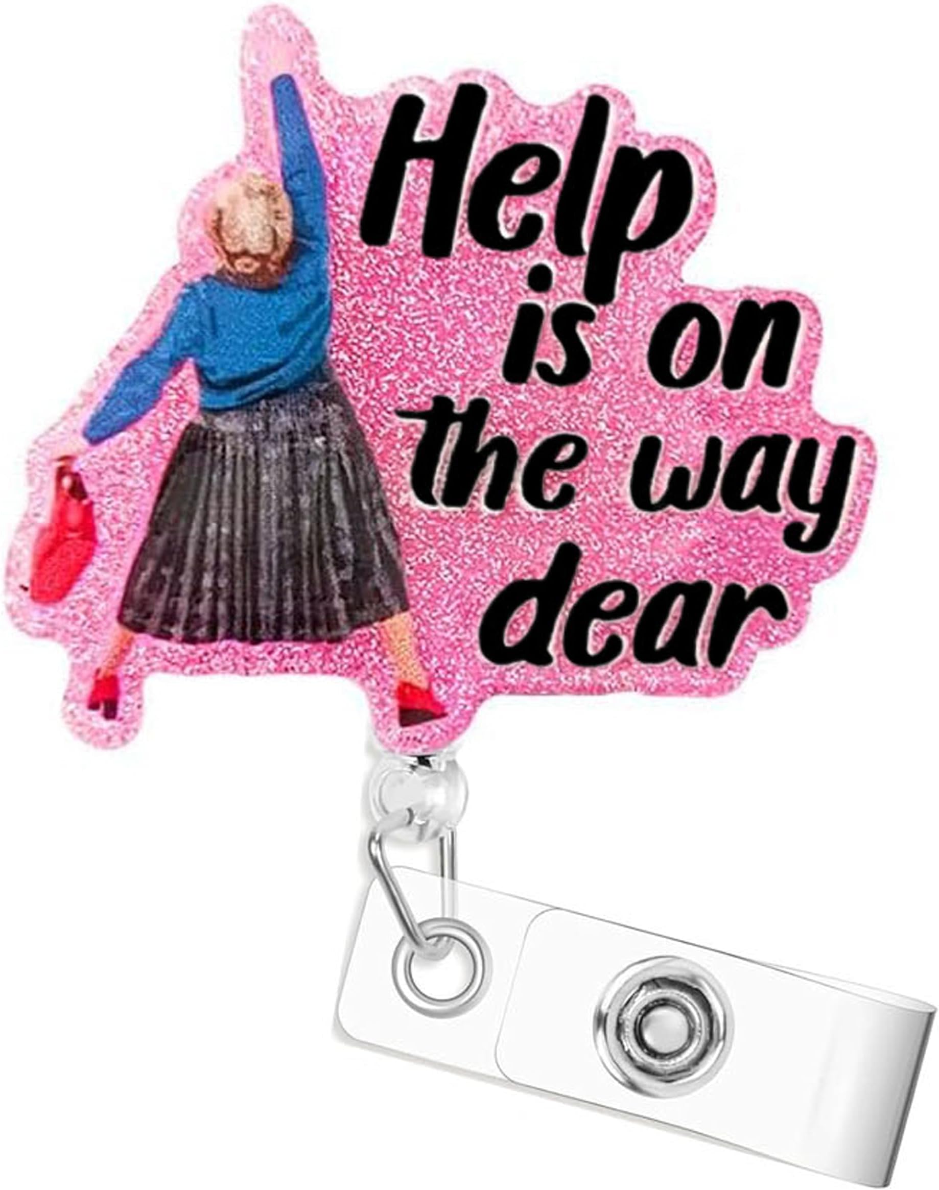 Funny Badge Reel Retractable for ID Name Tag, Help is On