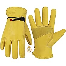 HANDLANDY Winter Work Gloves for Men Women, Water Repellent Cold Weather Insulated Genuine Leather Work Gloves