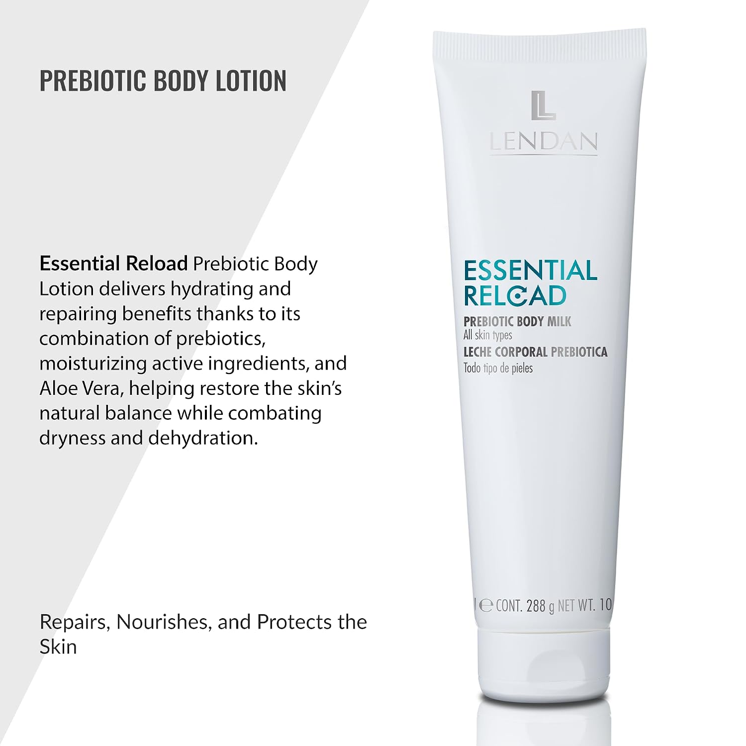 Lendan - Hydrating Body Cream - Essential Reload - 300 ml - Prebiotic Body Milk - Hydrates and Repairs the Skin - Non-Greasy Sensation - Lightweight Texture image 2