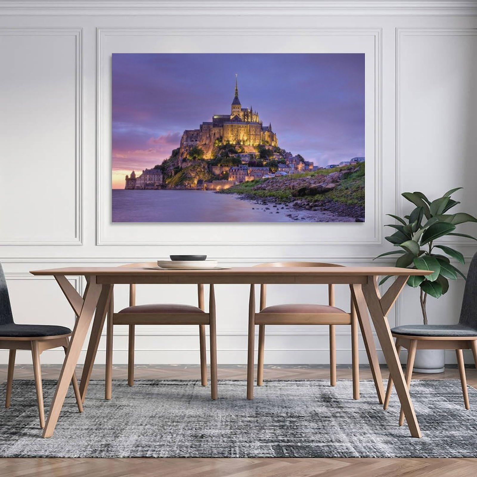 Mont Saint Michel 絵画 木製フレーム付き Amazon.co.jp: 世界遺産 モンサンミシェル 修道院 ポスター Mont Saint