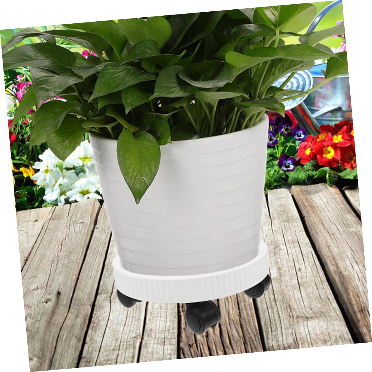 Yardwe Rolling Plant Tray with Wheels Thickened Planter Trolley for Pots Lightweight Garden Stand Floor Protection and Decoration for Indoor and Outdoor Use