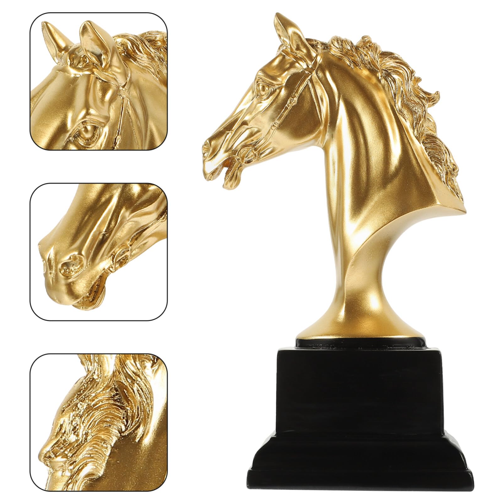 Luxshiny Scultura Decorativa Di Testa Di Cavallo Resina Retro Per Ufficio e Decorazione Domestica Ornamento Da Scrivania Unico Per Amanti Degli Animali