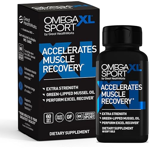 OmegaXL Sport Extra Strength Muscle Recovery Supplement and Respiratory Support Supplement - Improves DOMS and ROM, Clinically Supported Green-Lipped Mussel Oil (60 Softgels)