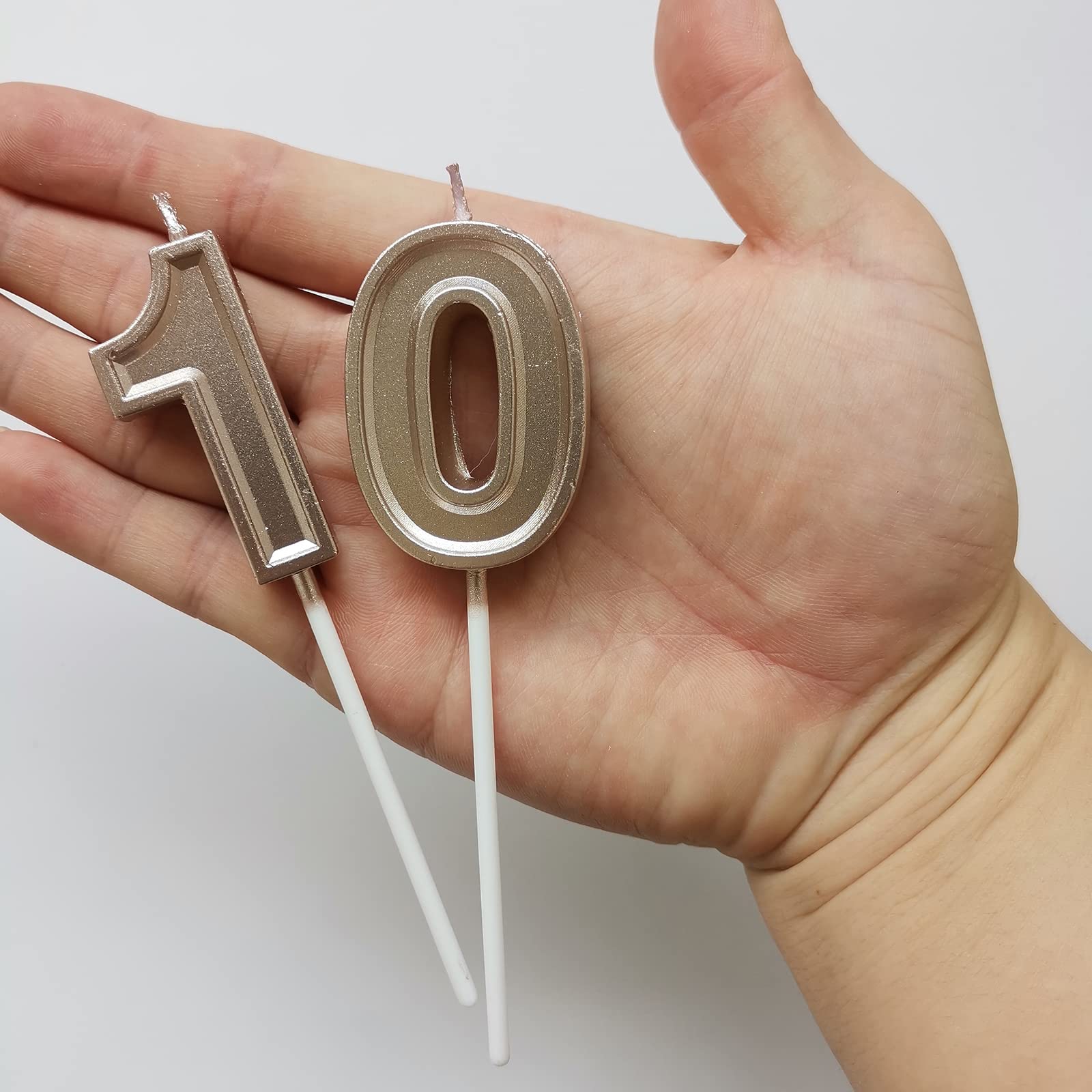Velas de cumpleaños número 100 de oro rosa, velas número 100 para pasteles, decoración de tartas de 100 días o años, vela numérica para cumpleaños, aniversario, celebración, decoración, suministros de