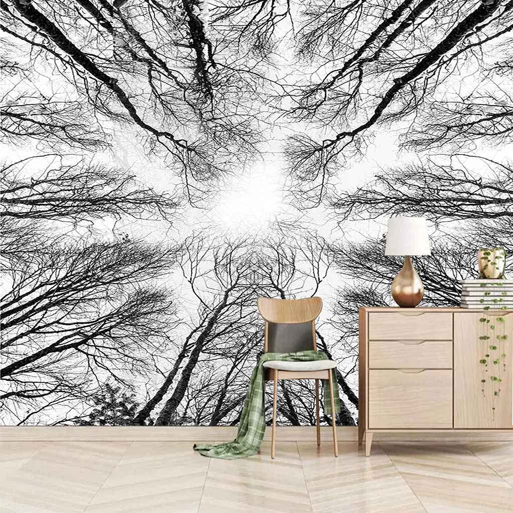 Papier peint bois noir et blanc poster géant mural pour une ambiance bistrot restaurant