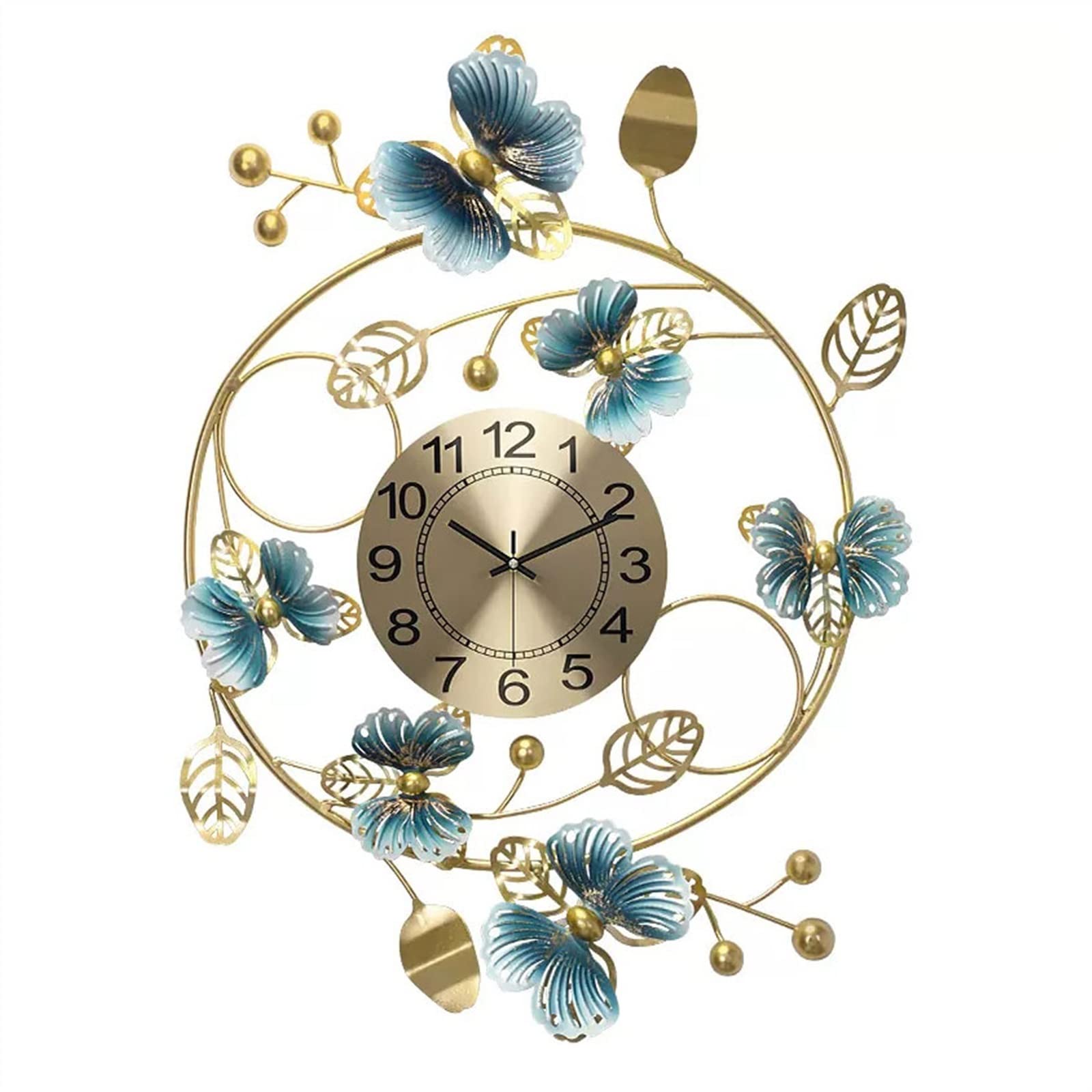 Horloge murale silencieuse en métal papillon pour le salon et bureau