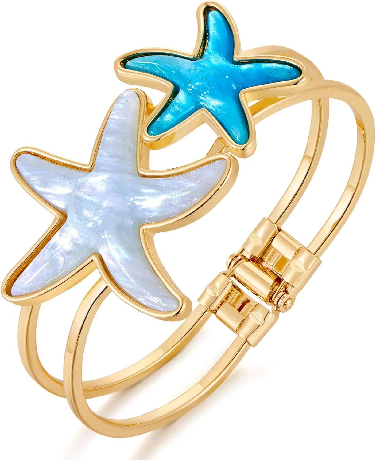 MUYAN Blue Ocean Style Bangle Bracelet for Women Gold Plated Statement Bracelet Boho Holiday Jewelry