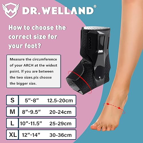 Miniatura 2 de Dr.Welland - Tobillera con estabilizadores laterales, soporte de tobillo ajustable para esguinces, lesiones deportivas, fascitis plantar,
