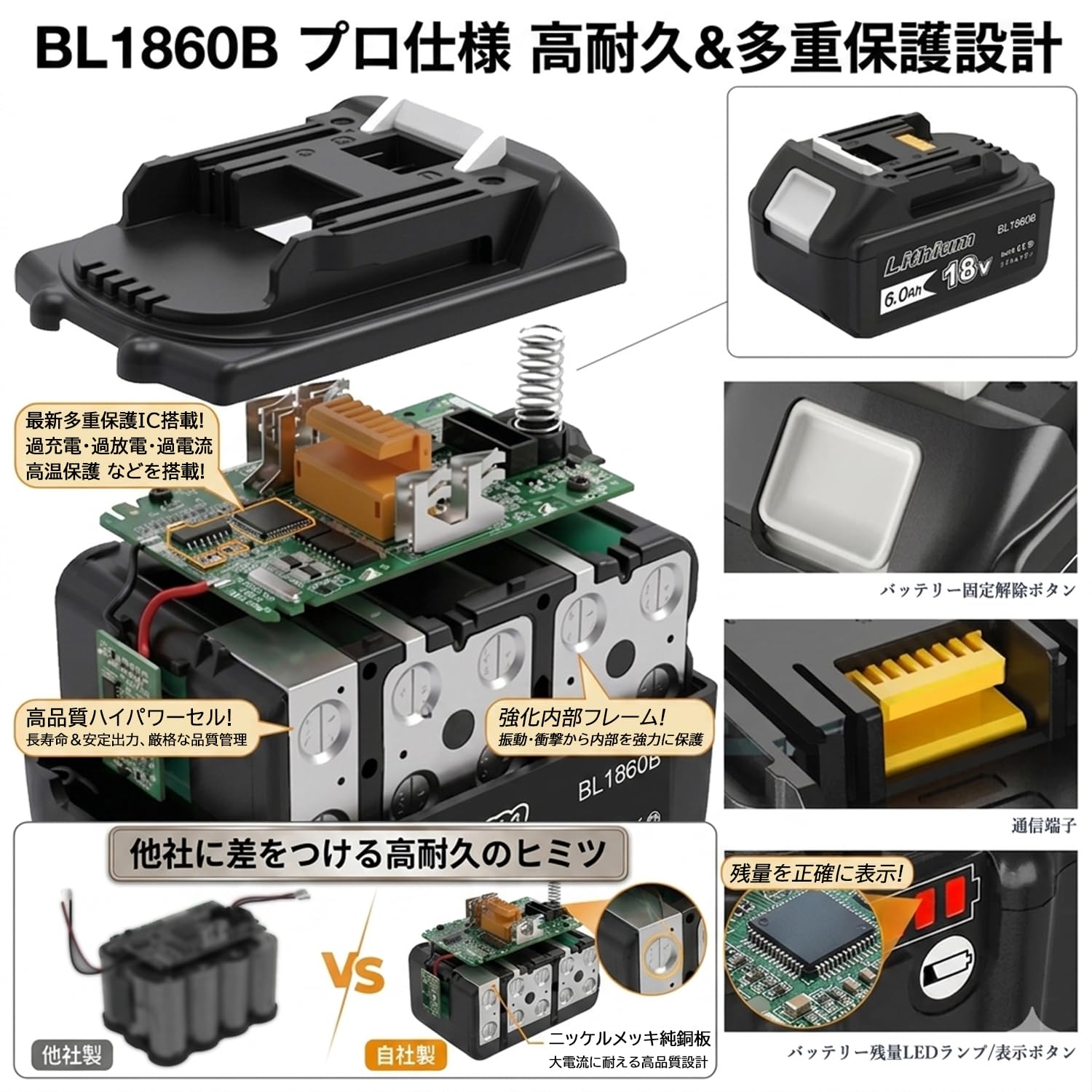 Amazon.co.jp: BL1860-B マキタ 18V 6.0Ah 日本メーカー保証 