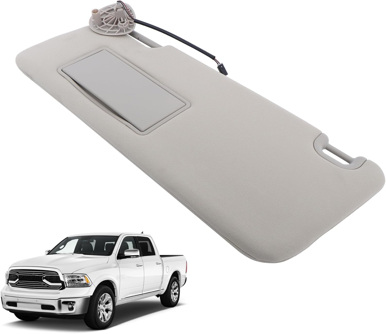 GXYWADY Gray Sun Visor Left Driver Side with Lights and Mirror Replacement for Ram 1500 2500 3500 2013 2014 2015 2016 2017 2018 Replacement for 1VF25BD1AD