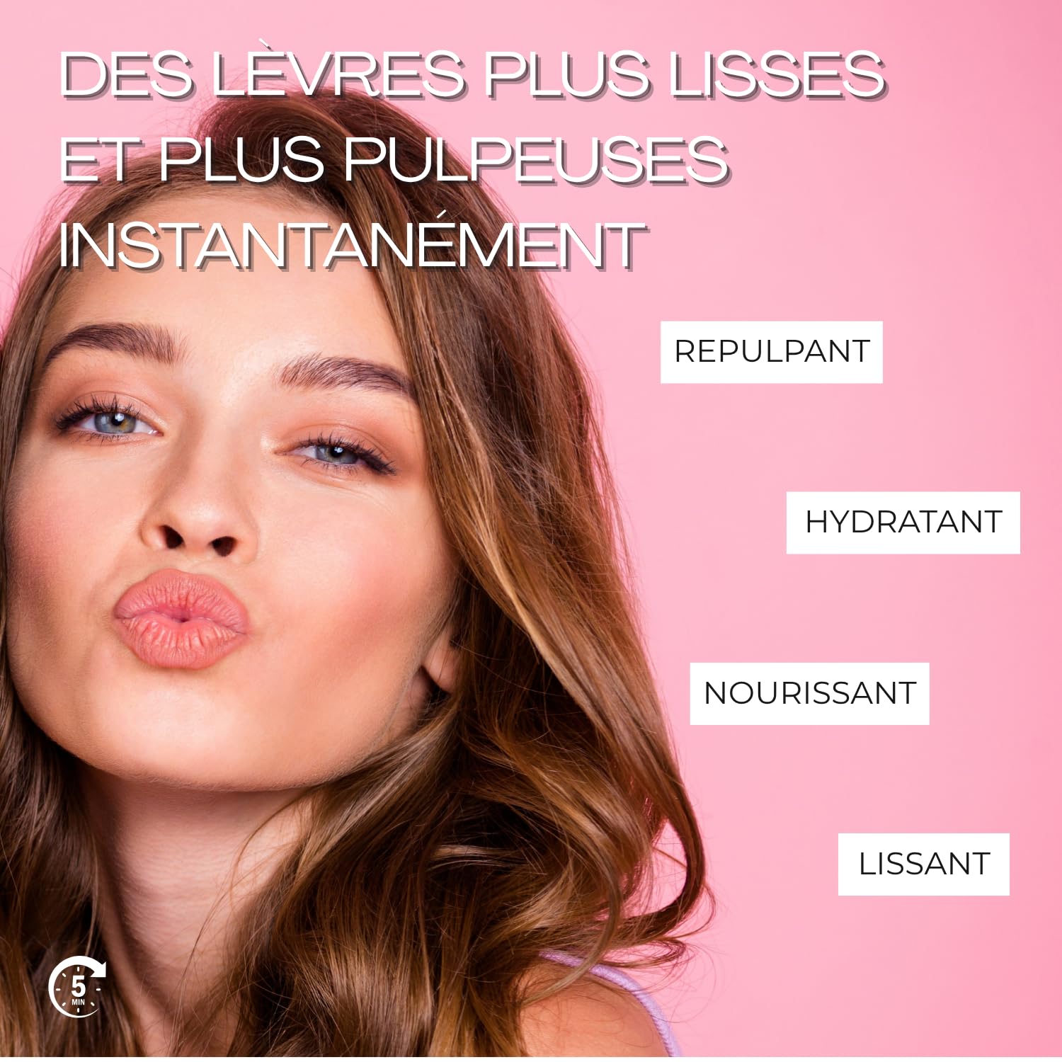 Repulpeur Instantané pour les Lèvres | Lèvres repulpées & pulpeuses | Lèvres plus pleines & plus douces | Apparence réduite des ridules | Acide Hyaluronique | Sérum clair | 5 ml