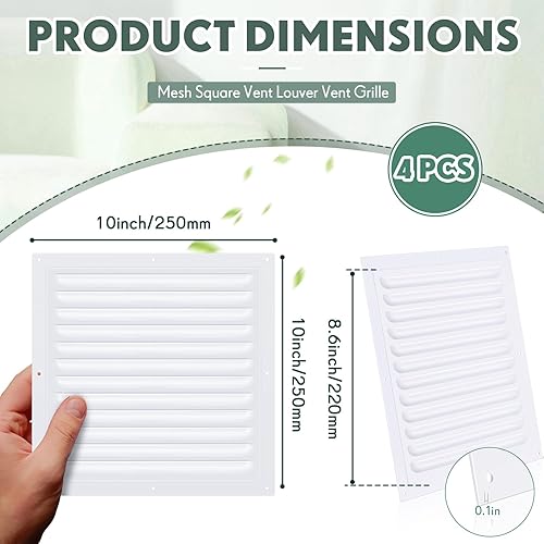 Miniatura 55 de 2 rejillas de ventilación de aluminio a dos aguas de 6 x 6 pulgadas, rejillas de ventilación de metal a dos aguas con tornillo y malla de pantalla