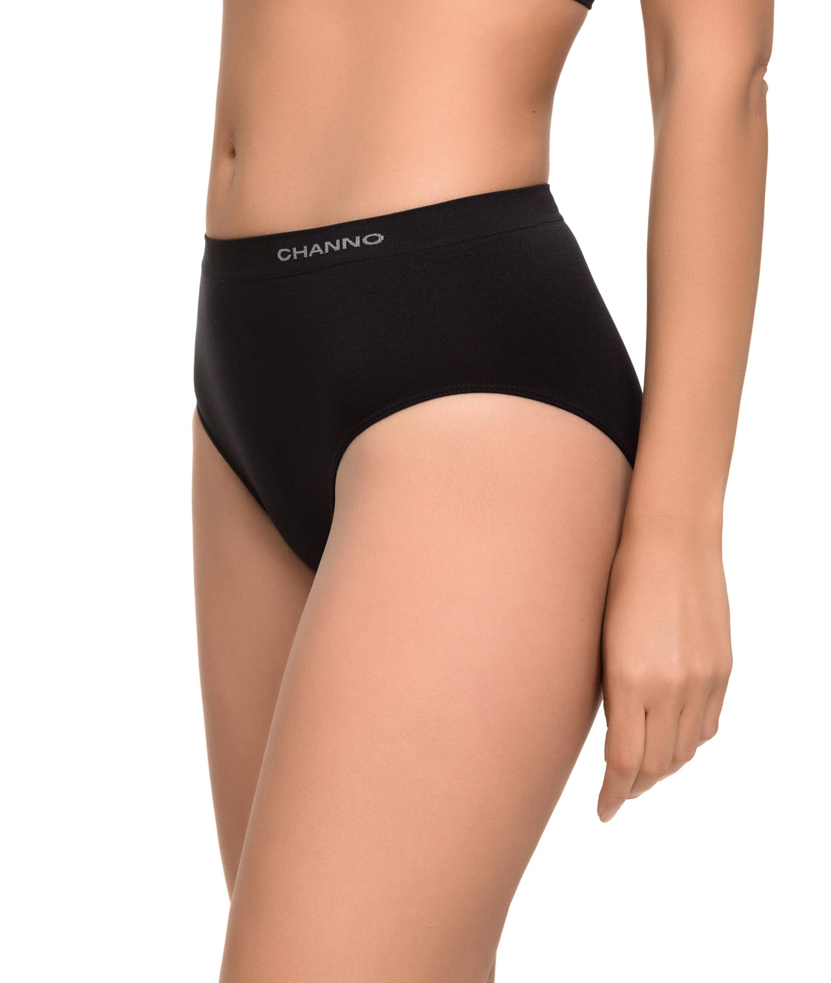 Channo Mutandine da Donna in Cotone, a Vita Alta e Senza Cuciture. Elastico, Morbido e Confortevole, Monocolore