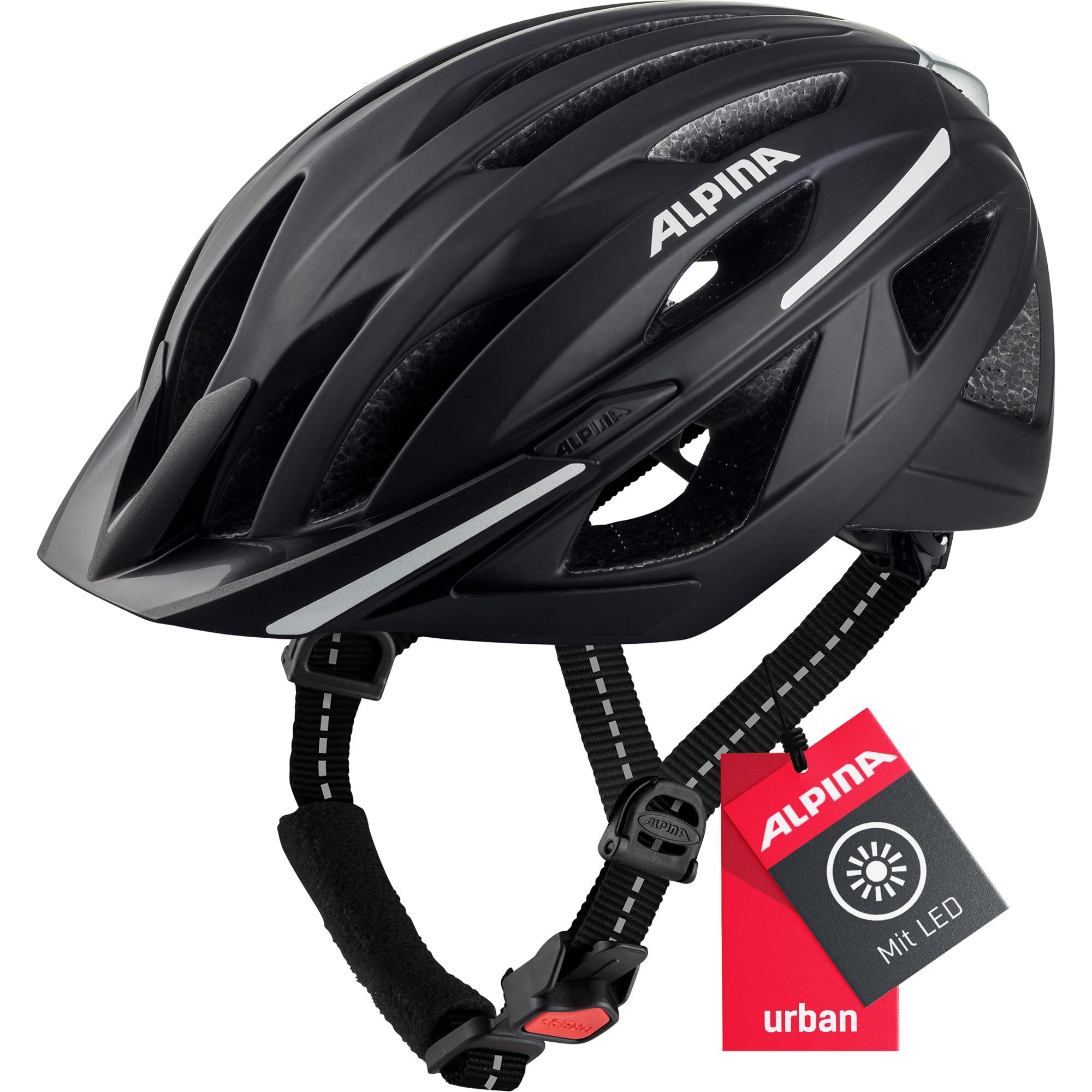 ALPINA HAGA City-Fahrradhelm, Black matt, 58-63 cm | individuelle Größenanpassung - leichte Inmold-Bauweise - optimale Belüftung - besonders leicht