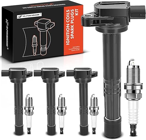 A-Premium Juego de 4 bobinas de encendido y bujías de iridio compatibles con Acura TSX 2004 2005 2006 2007 2008 2.4L