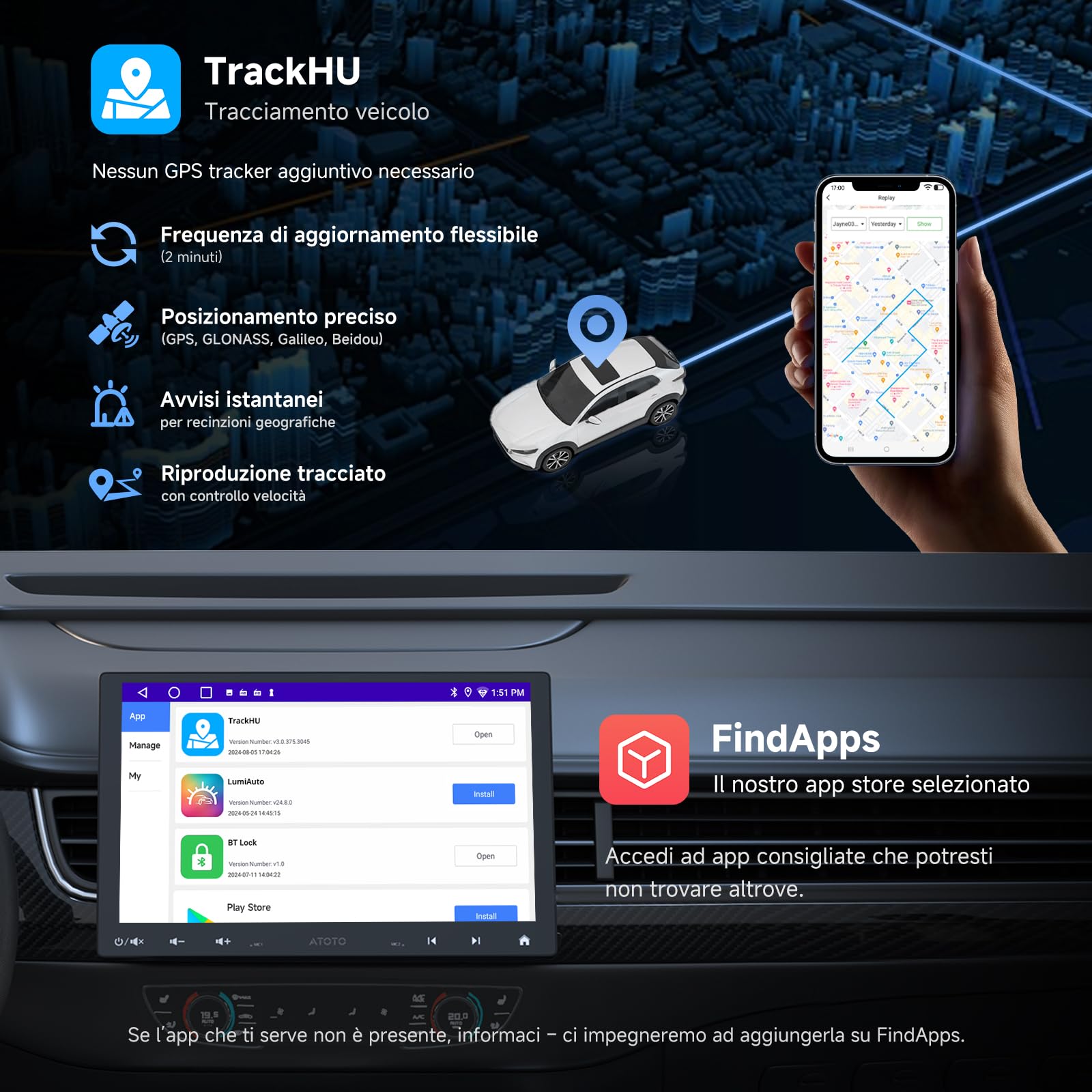 A5L 10.1 Pollici Doppio DIN e Adattivo a Singolo DIN Autoradio Android, CarPlay Senza Fili e Android Auto, Tracciamento GPS, Tethering WiFi/BT/USB,Telecamera di Retromarcia, HD LRV, 2G+32G