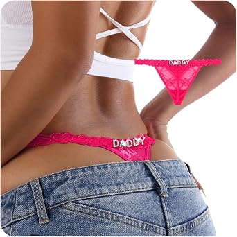Sexy Underwear for Women Lace Panties Sexy Thong with Funny Rhinestone Letters for Couple Gifts