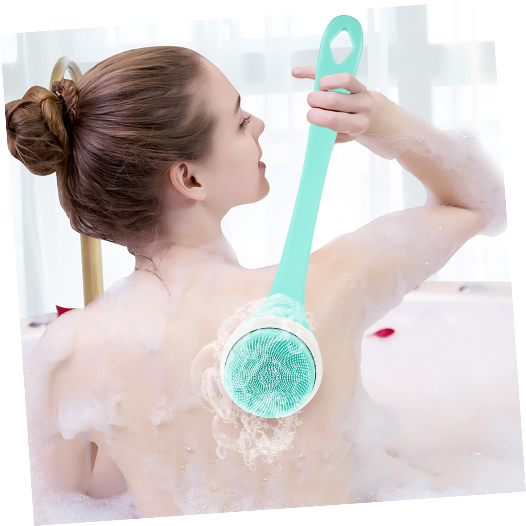 DOITOOL Cepillo de Ducha Eléctrico Mango Largo y Cabezales Intercambiables para Exfoliación Corporal y Espalda en Baño
