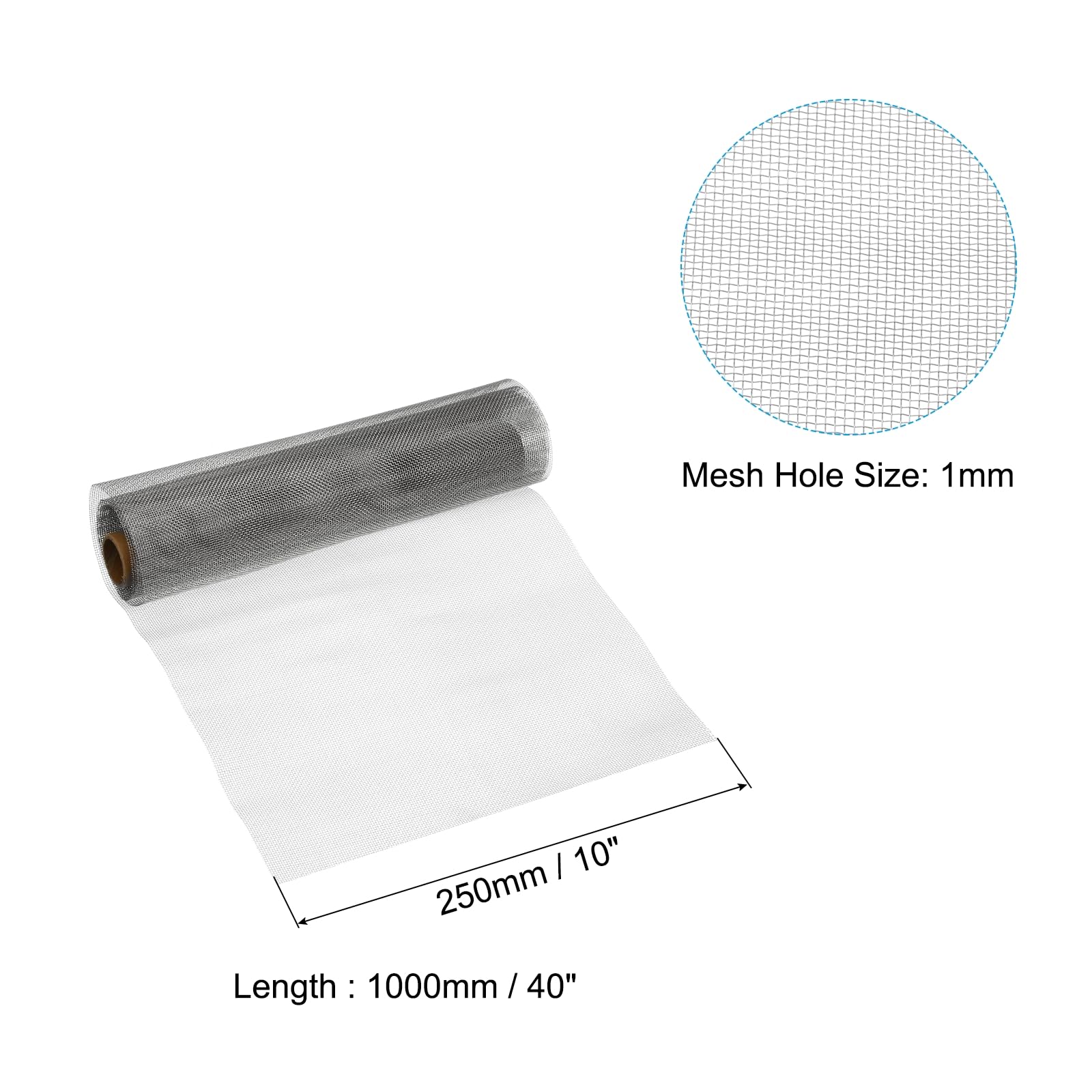 PATIKIL Malla de Alambre Tejida de 40"L x 10"W, 20 Mallas de Acero Inoxidable 316L para Filtro de Ventilación de Aire en La Ventana, Cubierta de Seguridad, Filtración