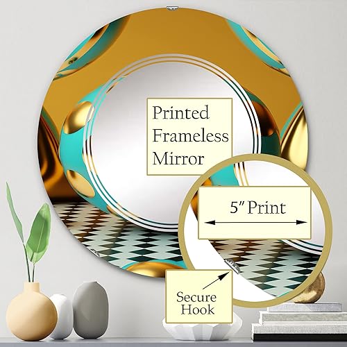 Miniatura 8 de DesignQ Golden Spheres Infinity IV- Vanity Mirror, Bathroom Mirrors, Wall Mirrors for Living Room, Bedroom - Round Mirror - Large 24'x24', 32'x32'