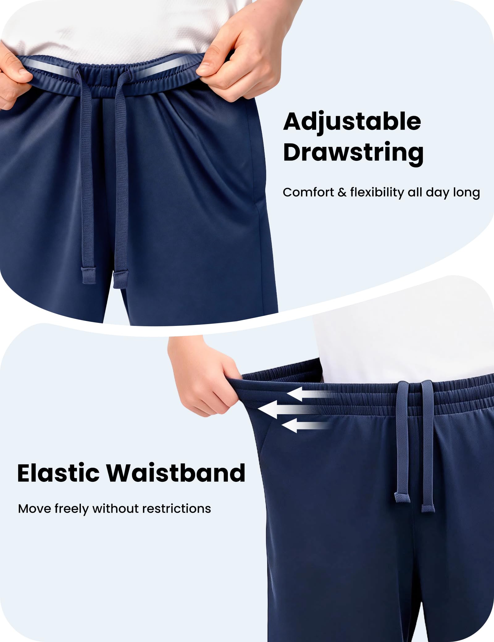 Lot de 5 shorts de sport respirants décontractés pour garçons, pour la course, le basket-ball et le football, à séchage rapide, légers, avec poches