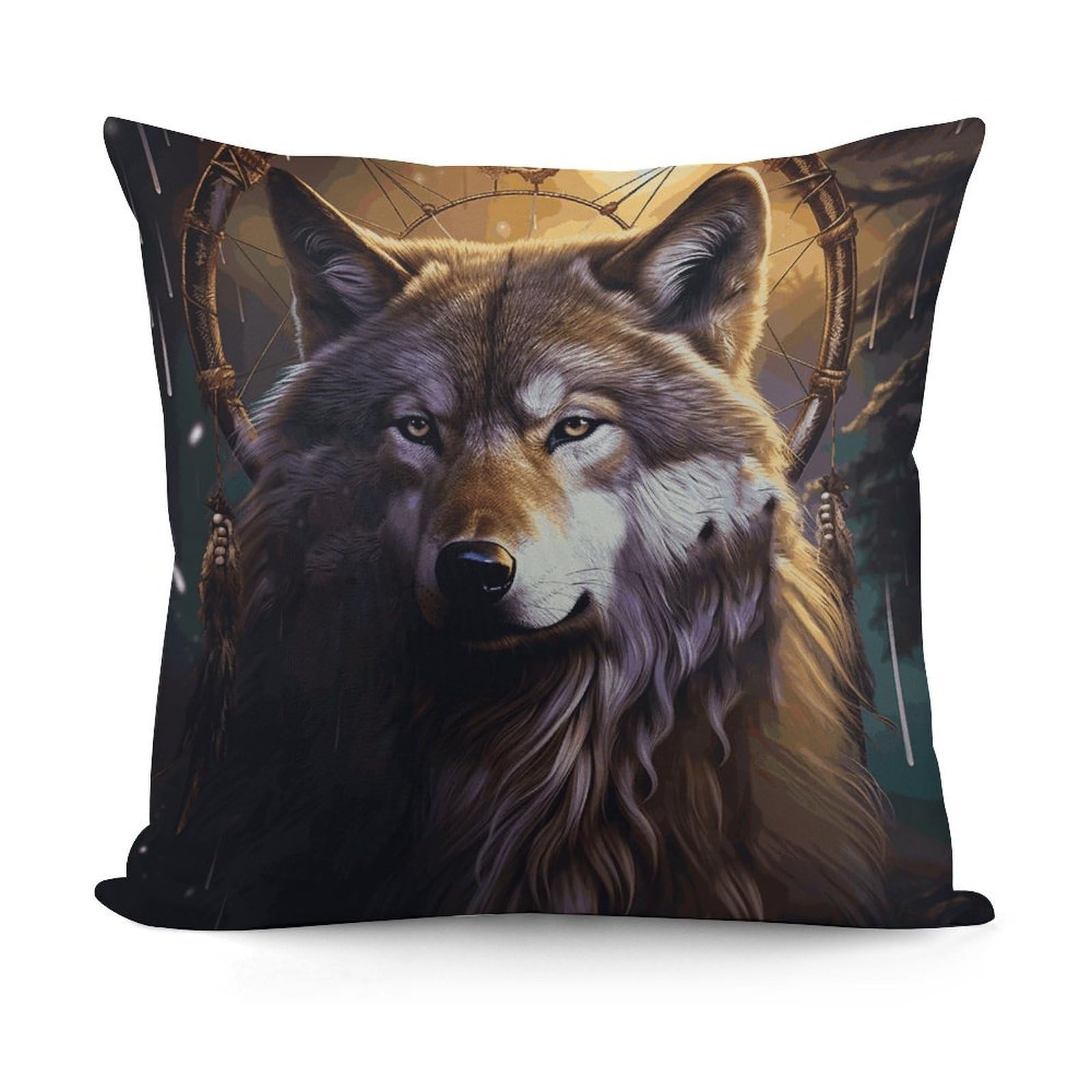 VstaDank Wolves and Dream Catchers Throw Pillow Covers 18x18 Inch Soft Couch Home Decor Cushion Cover Comfortable Plush Square Cushion Case Farmhouse Decorative Pillowcase for Living Couch