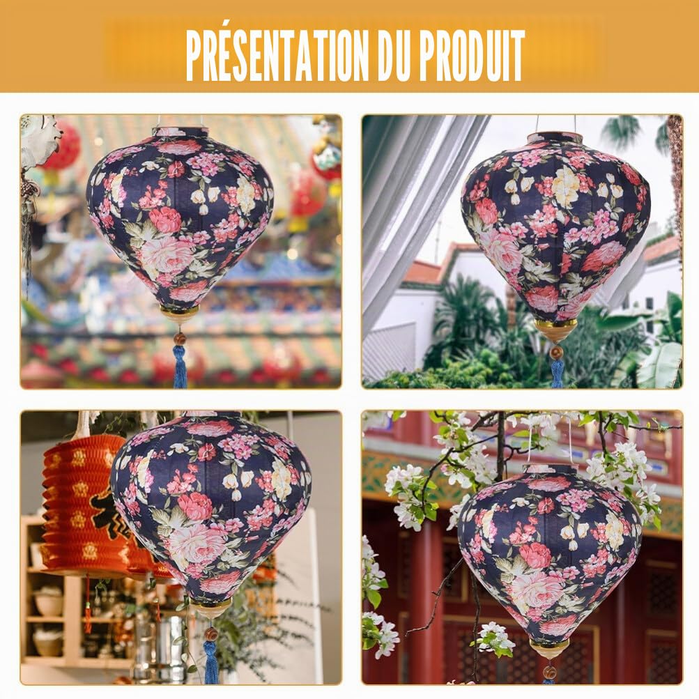 BESPORTBLE Lanternes Ovales En Soie Vietnam Lanterne Lampe Chinoise Japonaise Lanterne Suspendue Pour Mariage Nouvel An Fête Jardin Cour Décor 14 Pouces