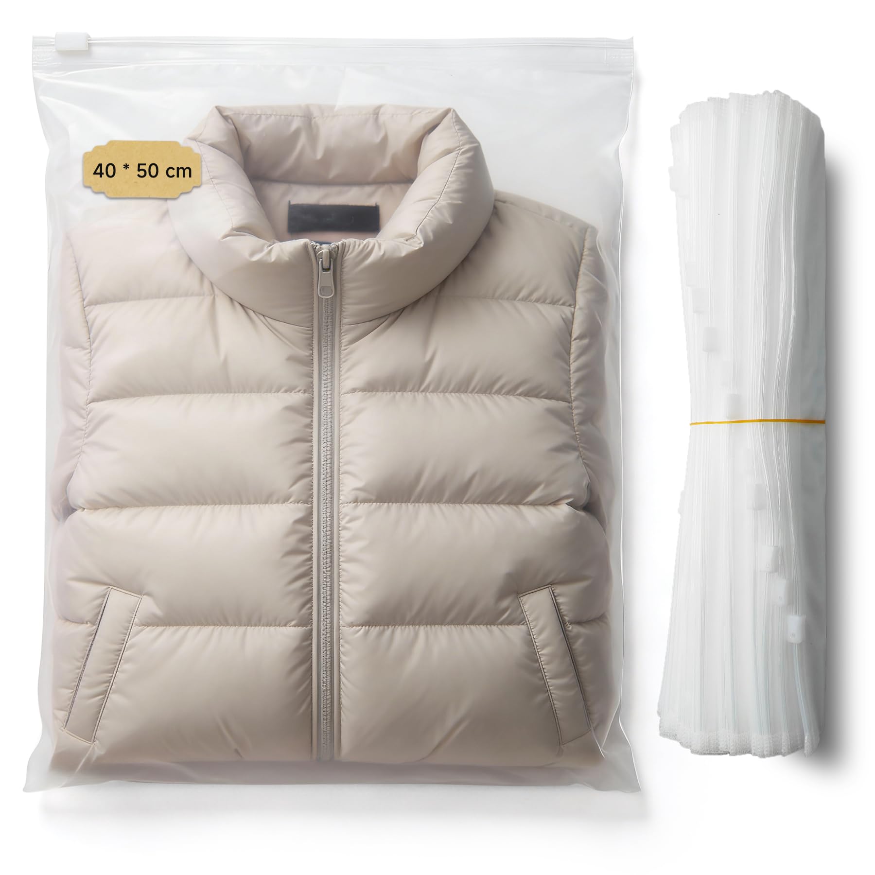 20 Pezzi Sacchetti con Zip 40x50cm, Borse Portaoggetti Grandi in Plastica Smerigliata per Vestiti, Maglioni, Cappotti e Giacche, Organizer da Viaggio Riutilizzabili e Salvaspazio