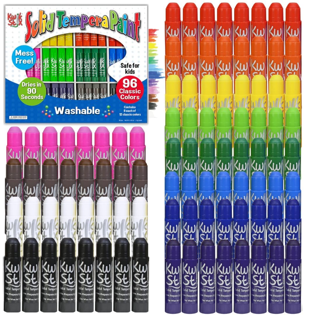 The Pencil Grip Kwik Stix Solid Tempera Paint, Super Quick Drying, 96 Pack (TPG-696)